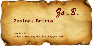 Zsolnay Britta névjegykártya